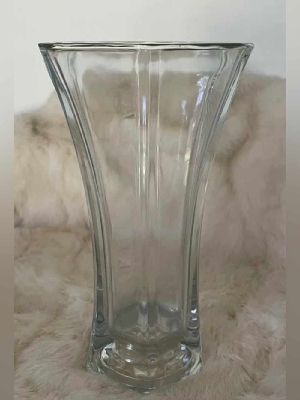 Clear Glass Flared Vase. 9” Tall